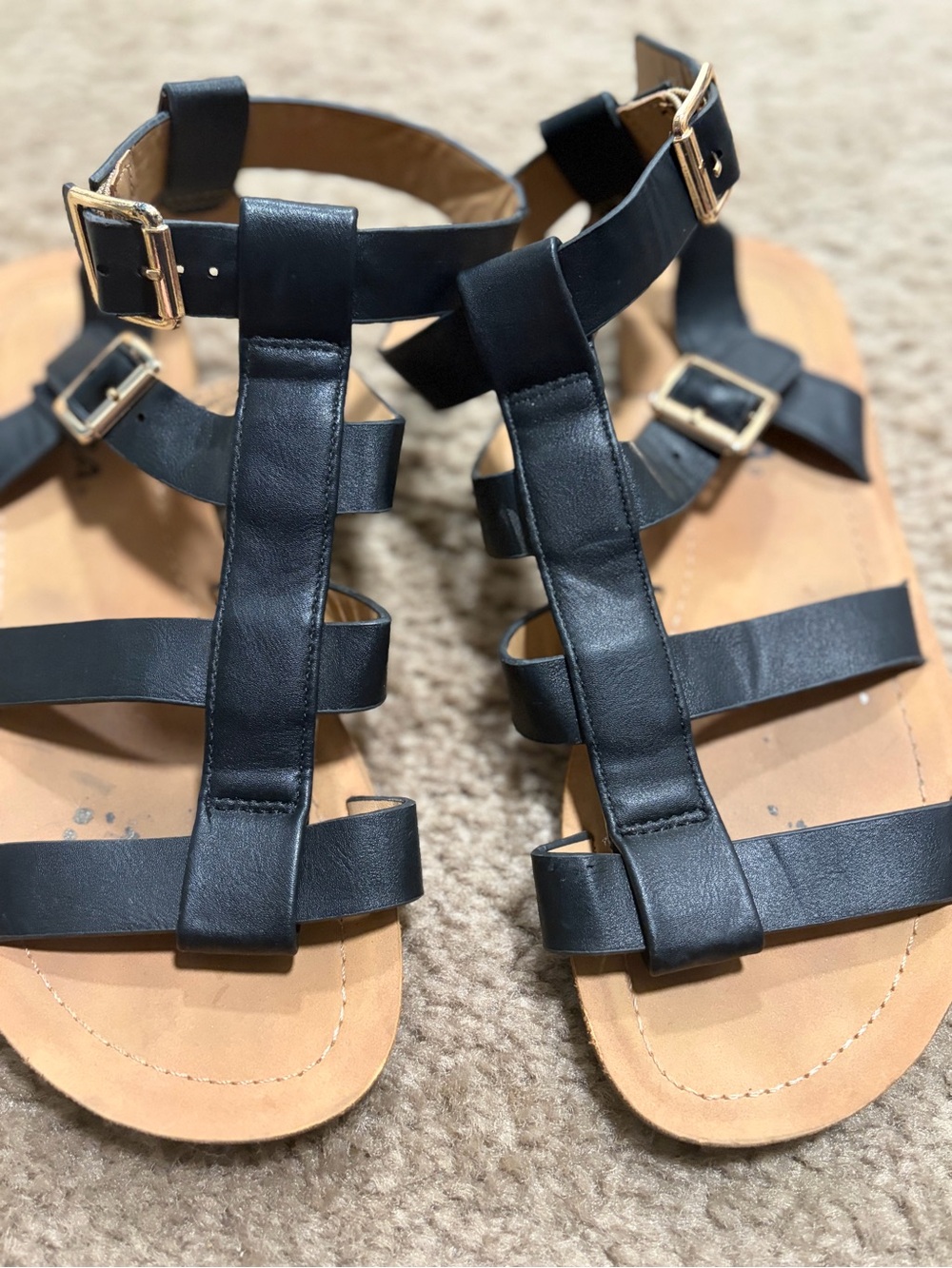 Soda Black Gladiator Buckle Sandals